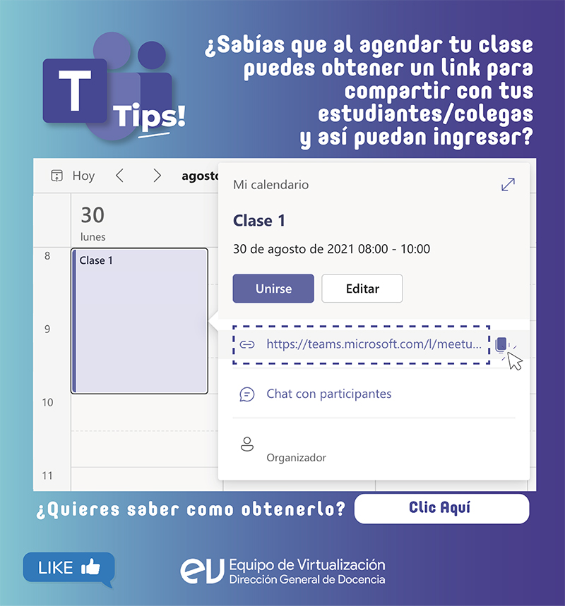 Teams copiar y compartir enlace