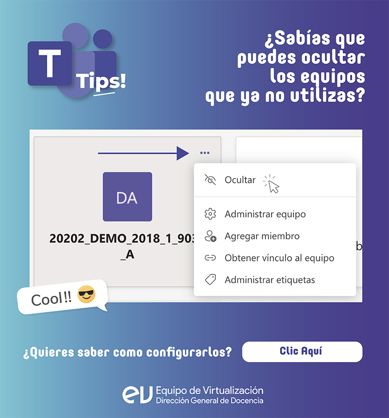 Teams ocultar equipos